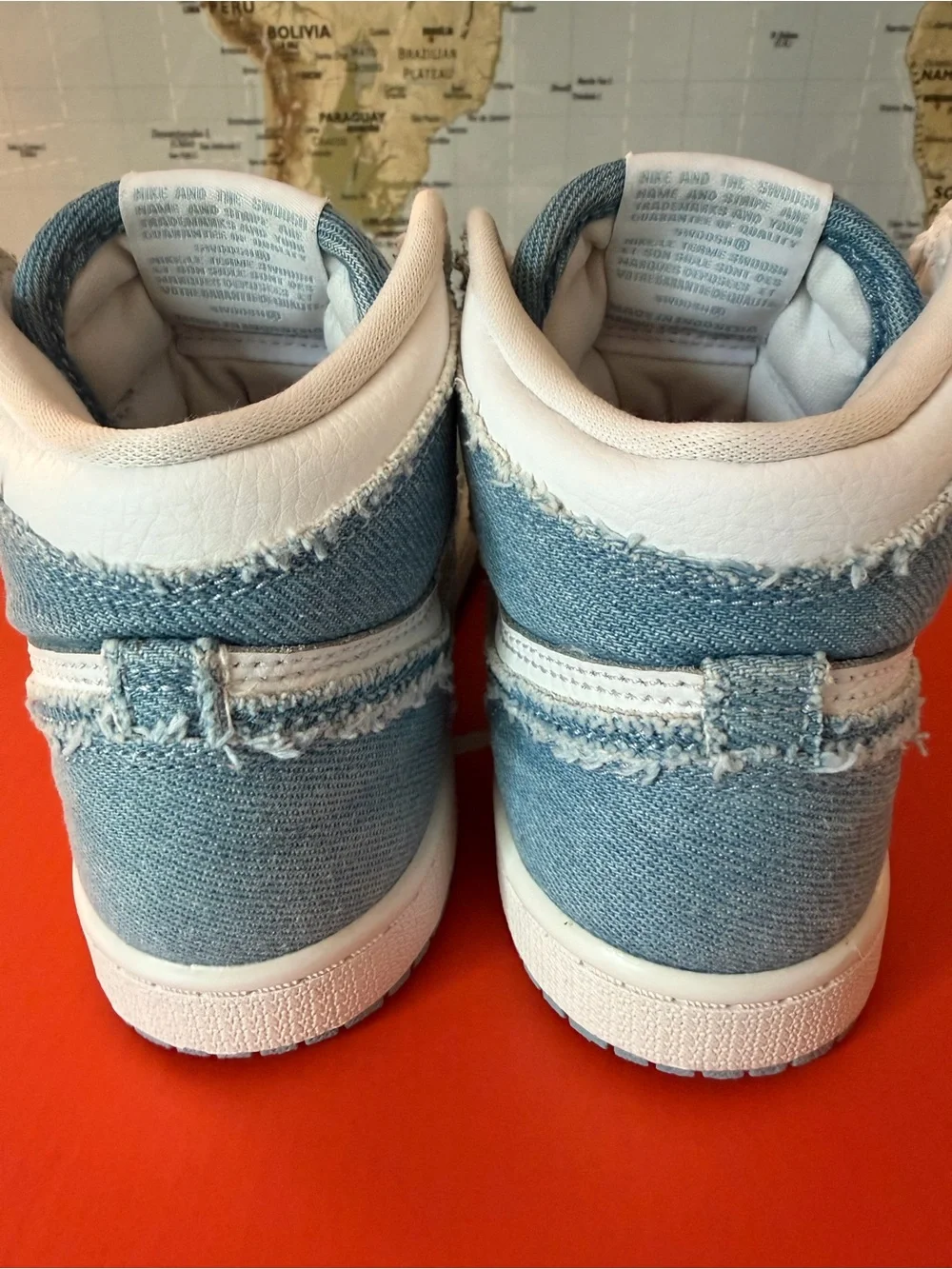 Nike Kids High-Top Sneakers White and Light Blue Denim sz 1Y